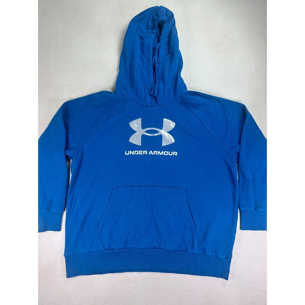 Under Armour Women's 1X Blue Rival Fleece Hoodie Logo Pullover Sweatshirt